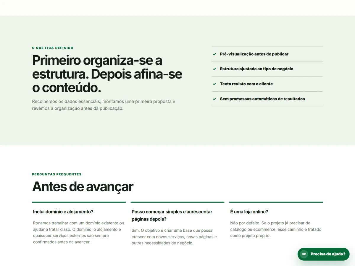 Página interior de um Website WordPress SiteExpress