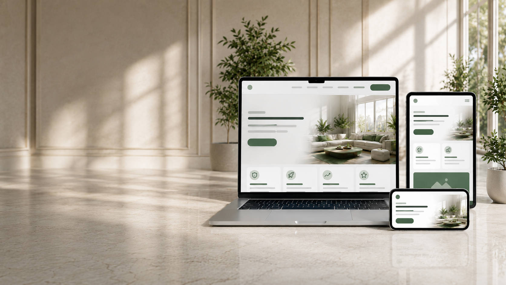Website profissional SiteExpress apresentado em vários dispositivos